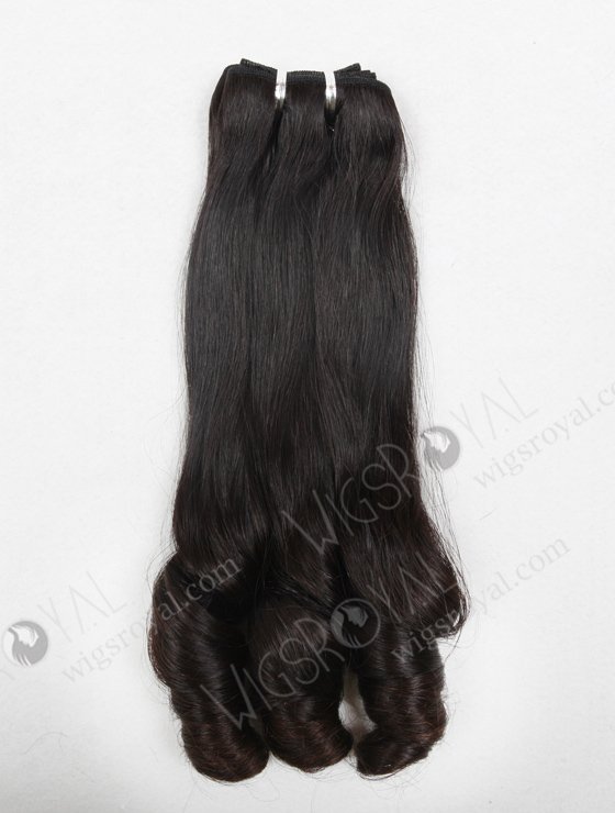 In Stock 7A Peruvian Virgin Hair 18" Double Drawn Straight with Spiral Curl Tip Natural Color Machine Weft SM-646-13139