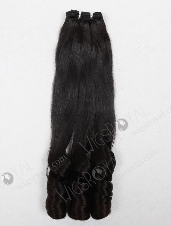 In Stock 7A Peruvian Virgin Hair 22" Double Drawn Straight with Spiral Curl Tip Natural Color Machine Weft SM-648-13156