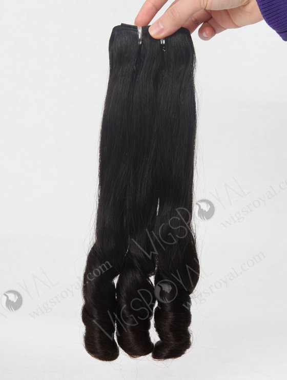 In Stock 7A Peruvian Virgin Hair 18" Double Drawn Straight with Spiral Curl Tip Natural Color Machine Weft SM-646-13138