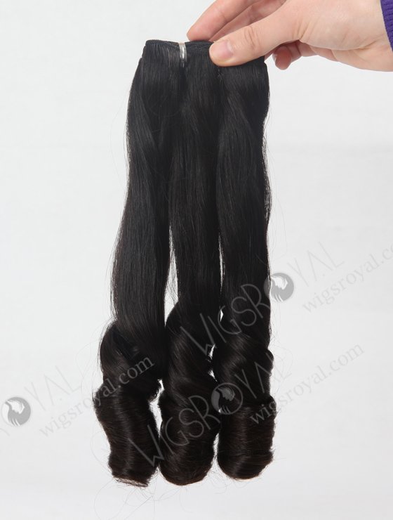 In Stock 7A Peruvian Virgin Hair 16" Double Drawn Straight with Spiral Curl Tip Natural Color Machine Weft SM-653-13123