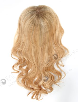 Blonde Wiglet Wavy Silk Top Open Weft Hair Toppers for Thinning Crown Large Base 7 inch by 8 inch Topper-067