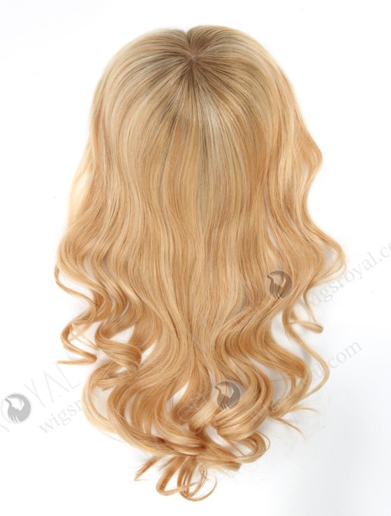 Blonde Wiglet Wavy Silk Top Open Weft Hair Toppers for Thinning Crown Large Base 7 inch by 8 inch Topper-067-13743