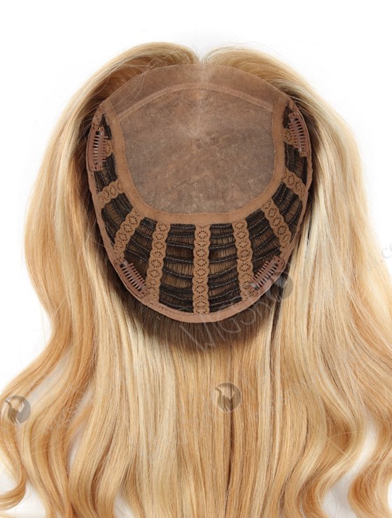 Blonde Wiglet Wavy Silk Top Open Weft Hair Toppers for Thinning Crown Large Base 7 inch by 8 inch Topper-067-13747