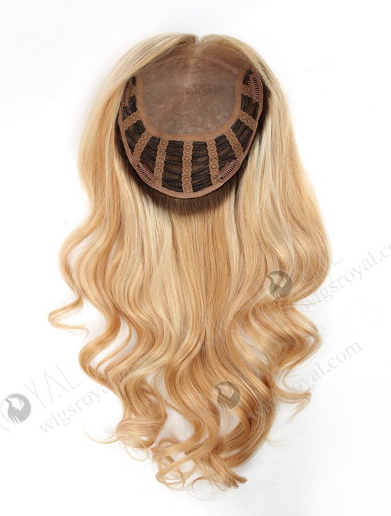 Blonde Wiglet Wavy Silk Top Open Weft Hair Toppers for Thinning Crown Large Base 7 inch by 8 inch Topper-067