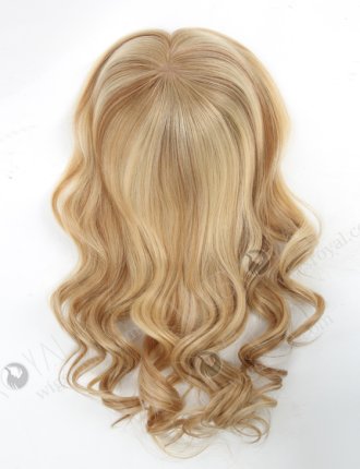 Large Base 16 Inch Wavy Blonde Hairpiece Wig Toppers for Women with Fine Hair Topper-068