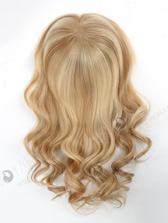 Large Base 16 Inch Wavy Blonde Hairpiece Wig Toppers for Women with Fine Hair Topper-068-13757