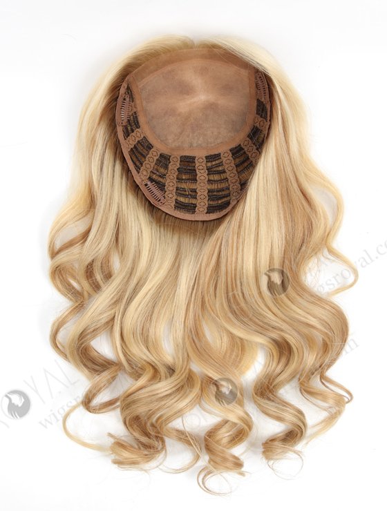 Large Base 16 Inch Wavy Blonde Hairpiece Wig Toppers for Women with Fine Hair Topper-068-13753