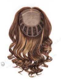 Best Brown Wavy Human Hair Toppers with Highlights for Women 16 inch 7"×8" Topper-063