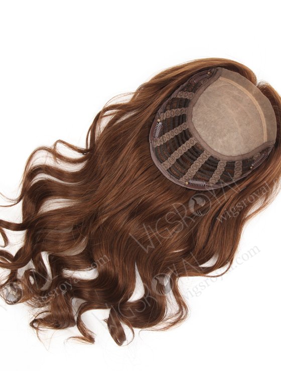 Luxury Wavy European Hair Topper for Thinning Crown 16" Medium Dark Brown Topper-061-13711