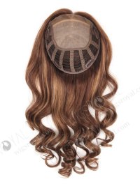 Affordable Brown Wavy Hair Toppers for Thinning Crown 18 Inch 7 by 8  Silk Top Open Weft Human Hair Topper-064