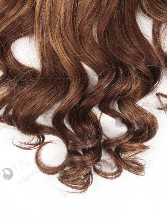 Affordable Brown Wavy Hair Toppers for Thinning Crown 18 Inch 7 by 8  Silk Top Open Weft Human Hair Topper-064-13727