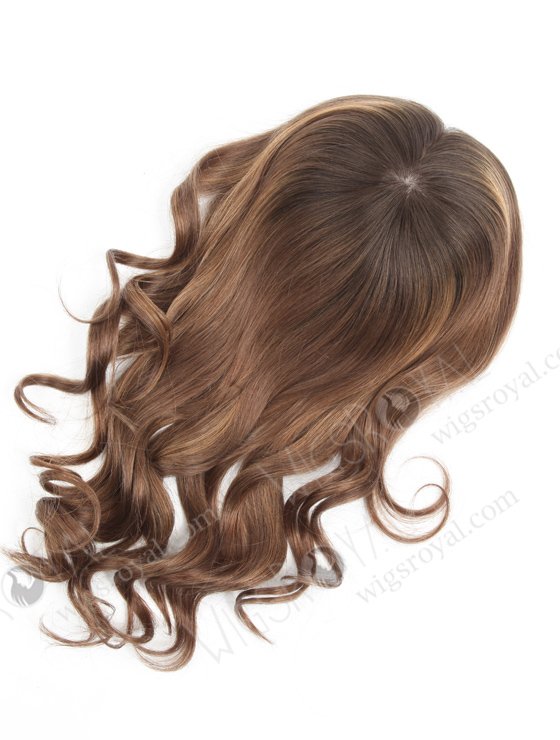 Premium Quality Silk Top Hidden Crown Human Hair Toppers | Beautiful Dark Roots Brown Virgin Hair Wiglet | Topper-066-13733