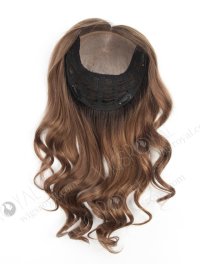 Premium Quality Silk Top Hidden Crown Human Hair Toppers | Beautiful Dark Roots Brown Virgin Hair Wiglet | Topper-066