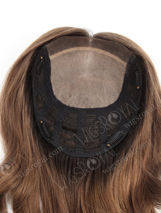 Premium Quality Silk Top Hidden Crown Human Hair Toppers | Beautiful Dark Roots Brown Virgin Hair Wiglet | Topper-066-13739