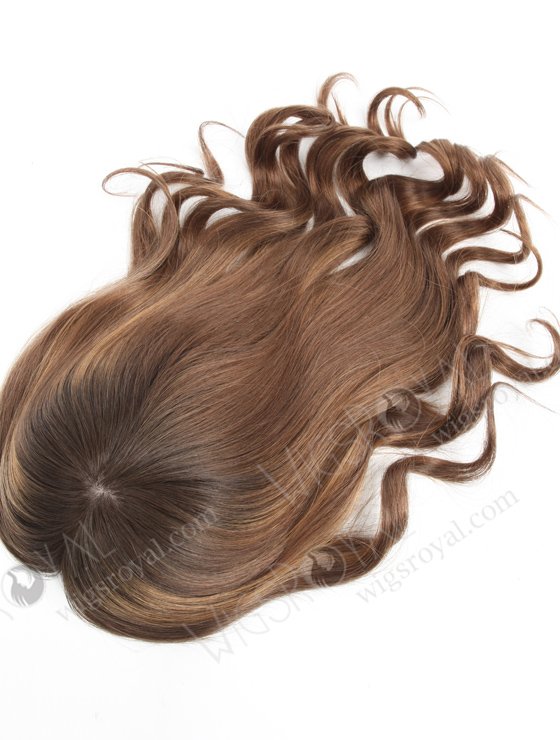 Premium Quality Silk Top Hidden Crown Human Hair Toppers | Beautiful Dark Roots Brown Virgin Hair Wiglet | Topper-066-13740
