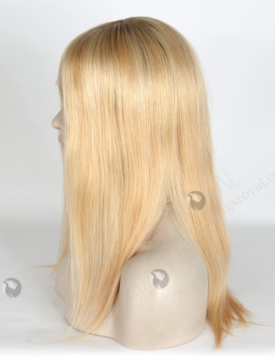 Good Quality European Virgin Hair Wigs Rooted Blonde Human Hair Wigs Caucasian | In Stock European Virgin Hair 14" Straight T9/24# with T9/18# Highlights Lace Front Silk Top Glueless Wig GLL-08021-13940