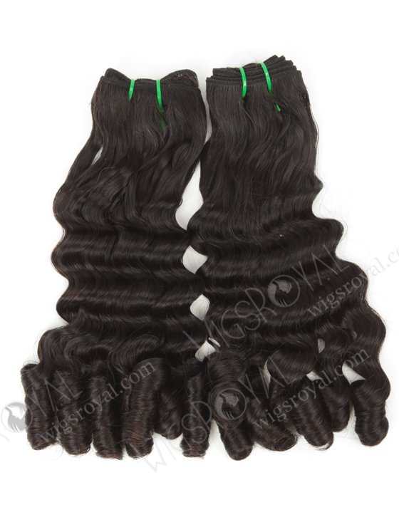 Hot Selling Double Drawn 16'' 5A Peruvian Virgin Deep Bouncy Curl Natural Color Hair Wefts WR-MW-160-14204