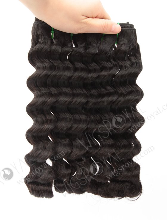 Hot Selling Double Drawn 14'' 7A Peruvian Virgin Deep Body Wave Natural Color Hair Wefts WR-MW-167-14144
