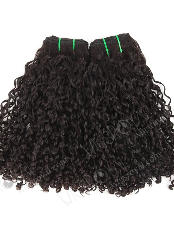 Double Drawn 14'' 5A Peruvian Virgin Pixie Curl Natural Color Hair Wefts WR-MW-168-14133