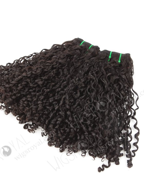 Double Drawn 14'' 5A Peruvian Virgin Pixie Curl Natural Color Hair Wefts WR-MW-168-14132