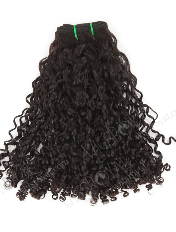 Double Drawn 14'' 5A Peruvian Virgin Pixie Curl Natural Color Hair Wefts WR-MW-168-14135