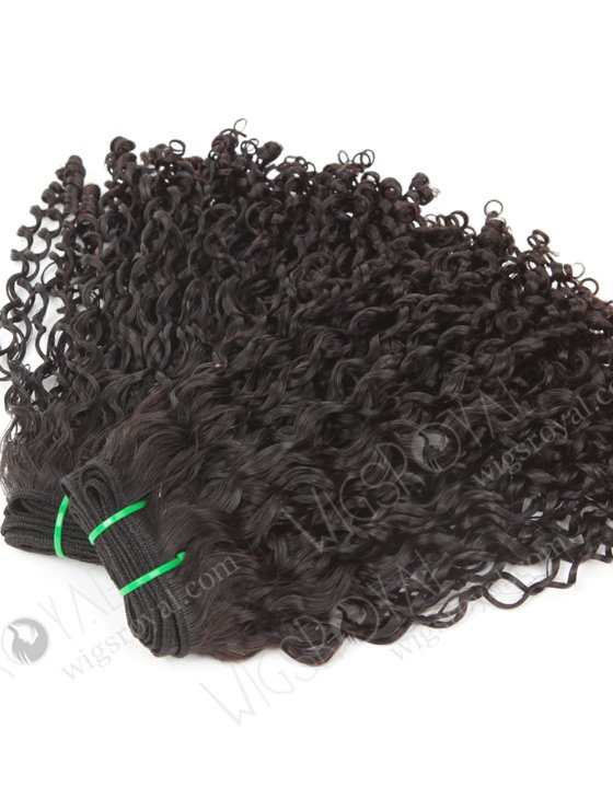Double Drawn 14'' 5A Peruvian Virgin Pixie Curl Natural Color Hair Wefts WR-MW-168-14136