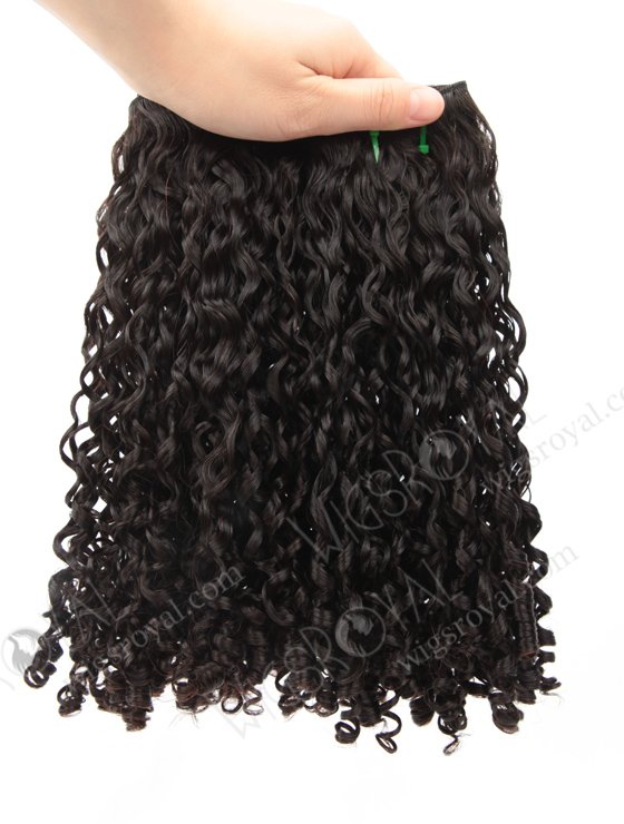 Double Drawn 14'' 5A Peruvian Virgin Pixie Curl Natural Color Hair Wefts WR-MW-168-14137