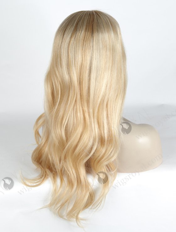 Best Human Hair Wigs 18 Inch Blonde Wavy Glueless Lace Front With Silk Top | In Stock European Virgin Hair 18" Slight Wave T8/60/25/8# Highlights Color Lace Front Silk Top Glueless Wig GLL-08019-13980