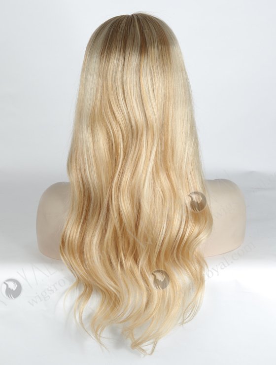 Best Human Hair Wigs 18 Inch Blonde Wavy Glueless Lace Front With Silk Top | In Stock European Virgin Hair 18" Slight Wave T8/60/25/8# Highlights Color Lace Front Silk Top Glueless Wig GLL-08019-13981