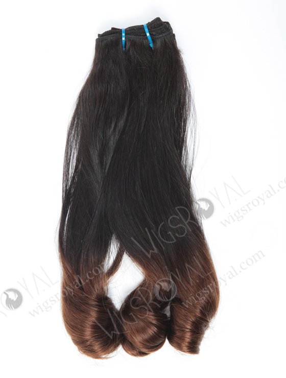 Top Quality Two Tone Color Peruvian Virgin Straight With Spiral Curl Tip Human Hair Wefts WR-MW-127-15929