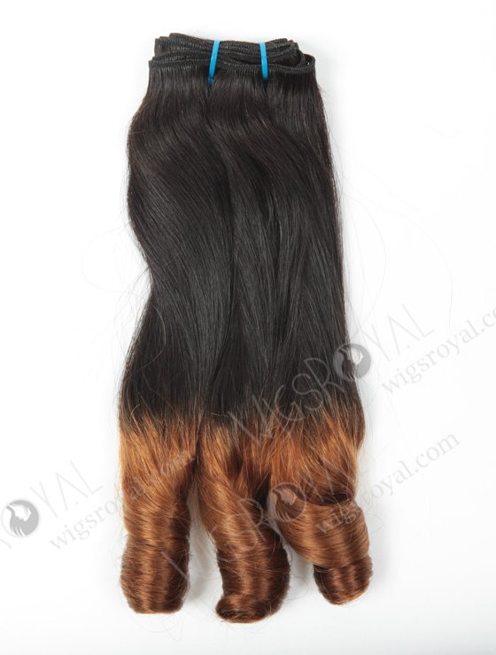 Two Tone Color Peruvian Virgin Straight With Spiral Curl Tip Human Hair Wefts WR-MW-126-15936