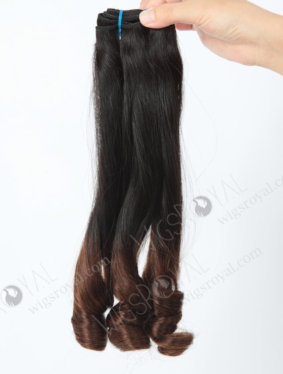Top Quality Two Tone Color Peruvian Virgin Straight With Spiral Curl Tip Human Hair Wefts WR-MW-127-15930