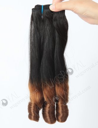 Two Tone Color Peruvian Virgin Straight With Spiral Curl Tip Human Hair Wefts WR-MW-126
