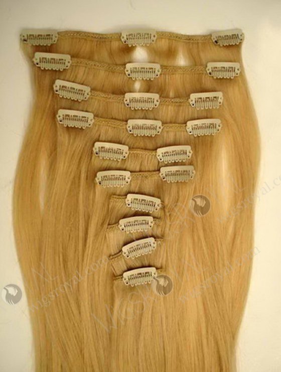 Blonde Top Quality Mongolian virgin hair clip in hair extensions WR-CW-008-17276