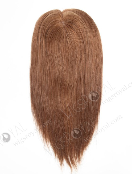 Clip On Seamless Silk Base Hair Topper 16 Inches Thick Ends Brown European Hair Topper-072-17207