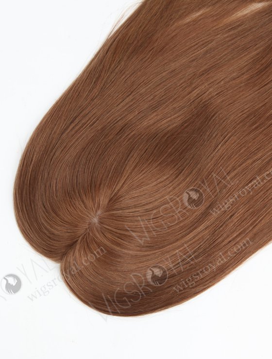 Clip On Seamless Silk Base Hair Topper 16 Inches Thick Ends Brown European Hair Topper-072-17205
