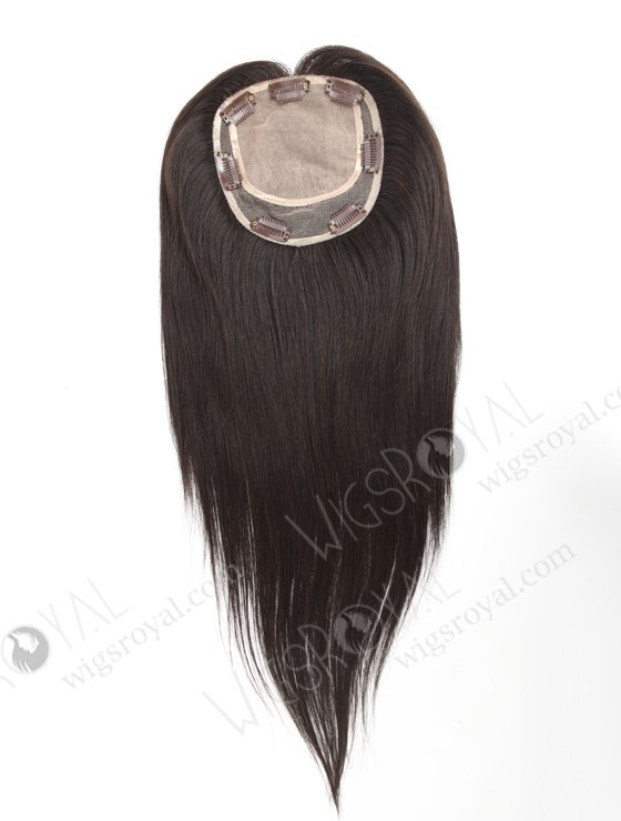 Female Luxury Human Hair Toppers for Thinning Hair 16" Natural Black Color Topper-014