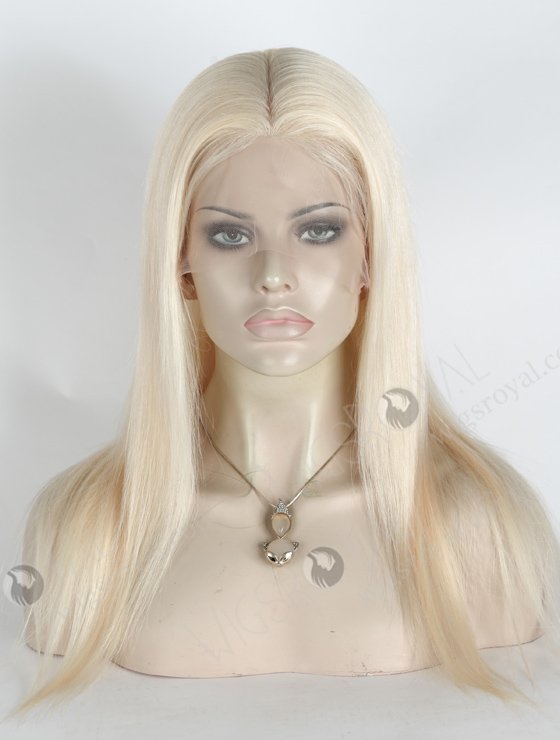 In Stock European Virgin Hair 16" Straight White Color Silk Top Full Lace Wig STW-844-17432