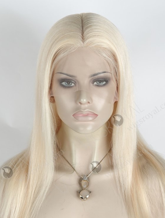 In Stock European Virgin Hair 16" Straight White Color Silk Top Full Lace Wig STW-844-17433