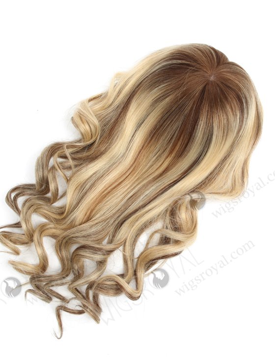 In Stock European Virgin Hair 16" Beach Wave 22#/4# highlights with roots 4# 7"×8" Silk Top Open Weft Human Hair Topper-070-17510