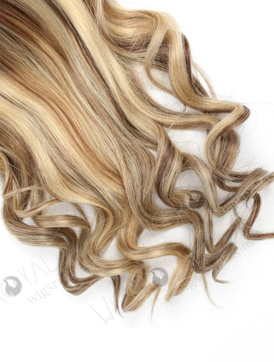 In Stock European Virgin Hair 16" Beach Wave 22#/4# highlights with roots 4# 7"×8" Silk Top Open Weft Human Hair Topper-070-17509