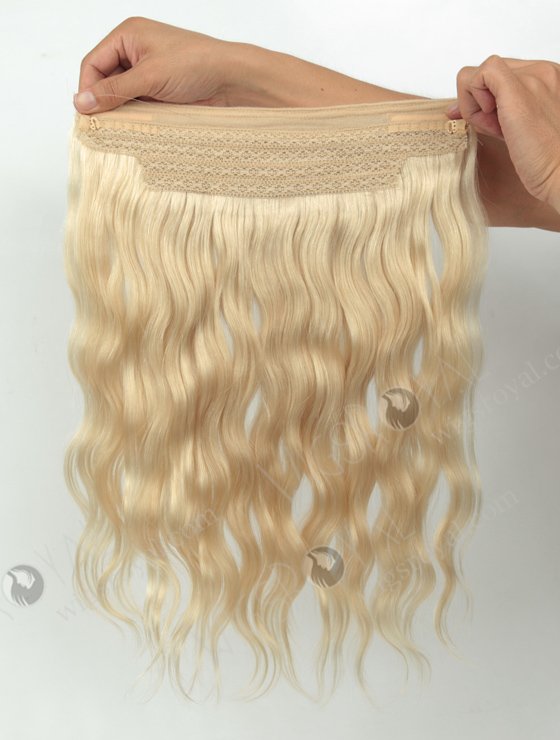 Blonde Color Indian Virgin 16'' Natural Wave Invisible Headband Wire Clip in Halo Hair Extensions WR-HA-003-17561