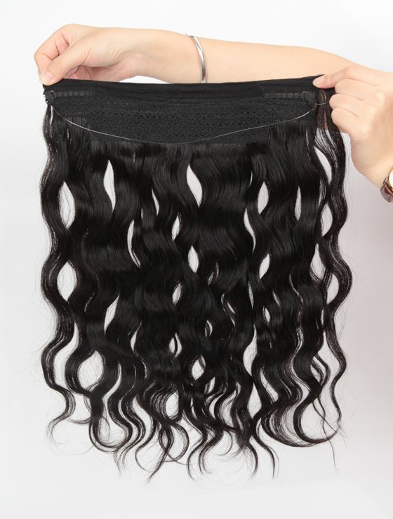 Black Color 100% Human Hair Invisible Headband Wire Clip in Halo Hair Extensions WR-HA-009-17626
