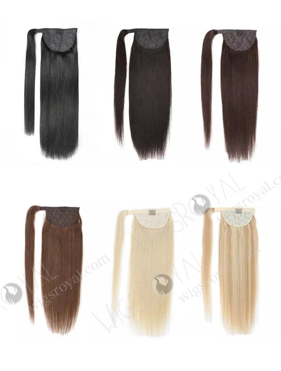 100% Human Raw Virgin Braided Drawstring Wrap Straight Ponytails Clip in Hair Extension WR-PT-001-17478
