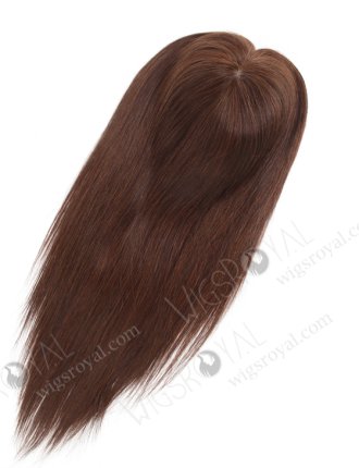 Large Base Dark Brown Hair Topper for Thinning Crown | In Stock European Virgin Hair 16" Straight 2a# Color 7"×8" Silk Top Open Weft Human Hair Topper-062