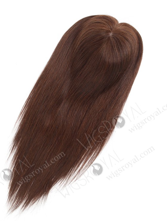 Large Base Dark Brown Hair Topper for Thinning Crown | In Stock European Virgin Hair 16" Straight 2a# Color 7"×8" Silk Top Open Weft Human Hair Topper-062-17874