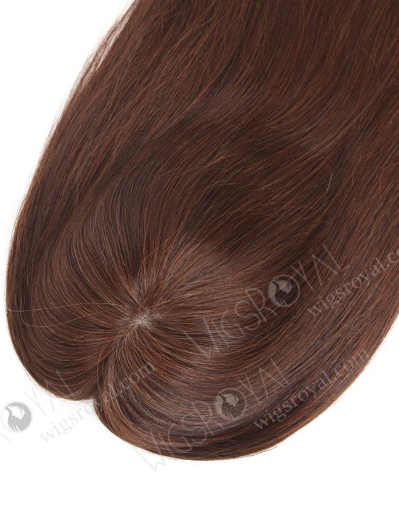 Large Base Dark Brown Hair Topper for Thinning Crown | In Stock European Virgin Hair 16" Straight 2a# Color 7"×8" Silk Top Open Weft Human Hair Topper-062-17873