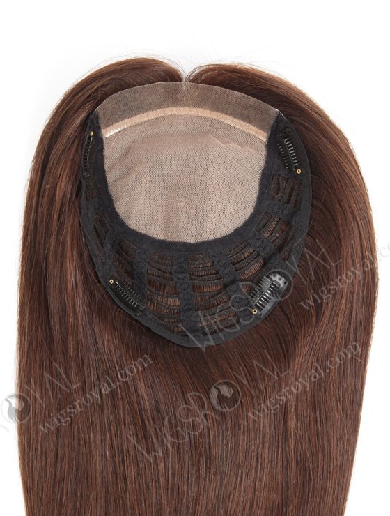 Large Base Dark Brown Hair Topper for Thinning Crown | In Stock European Virgin Hair 16" Straight 2a# Color 7"×8" Silk Top Open Weft Human Hair Topper-062-17871