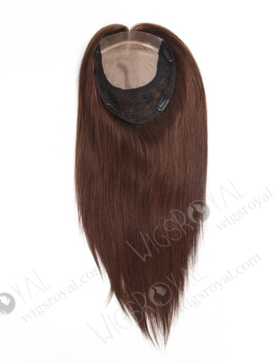 Large Base Dark Brown Hair Topper for Thinning Crown | In Stock European Virgin Hair 16" Straight 2a# Color 7"×8" Silk Top Open Weft Human Hair Topper-062