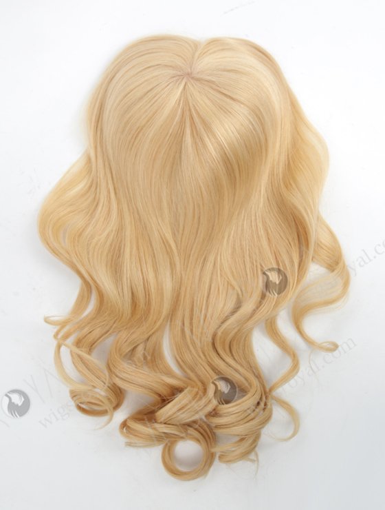 In Stock European Virgin Hair 18" Beach Wave 24#/613# Highlights 7"×8" Silk Top Open Weft Human Hair Topper-071-17891